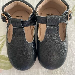 Black Monkey Feet T Strap Shoes
